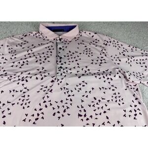 Greyson Golf Shirt Polo ~ Crownastie Print ~ XXL Pink Polyester Spandex 2XL LEAF